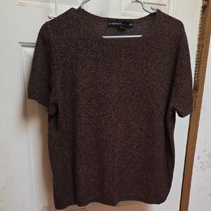 Josephine Chaus Textured Brown Short Sleeve Top